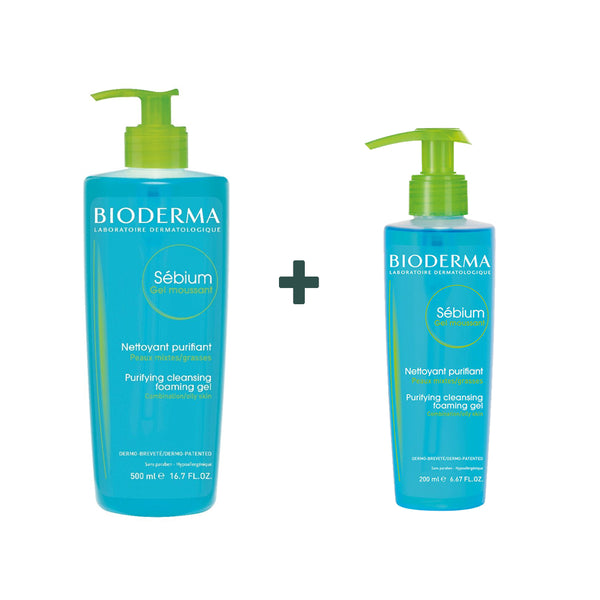 BIODERMA CLEANSE & PURIFY SET - SEBIUM GEL MOUSSANT 500ML + FREE 200ML