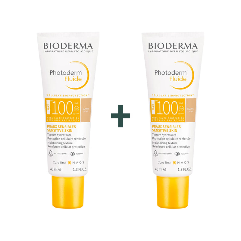 BIODERMA PHOTODERM FLUIDE MAX SPF100 LIGHT FINISH 40ML + 1 FREE (SENSITIVE SKIN)